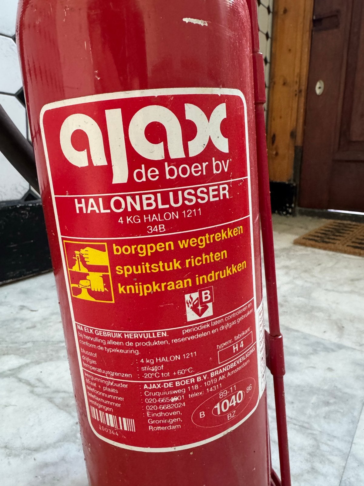 Ajax brandblusser/halonblusser voor vloeistofbranden, Ophalen, Gebruikt, Brandblusser