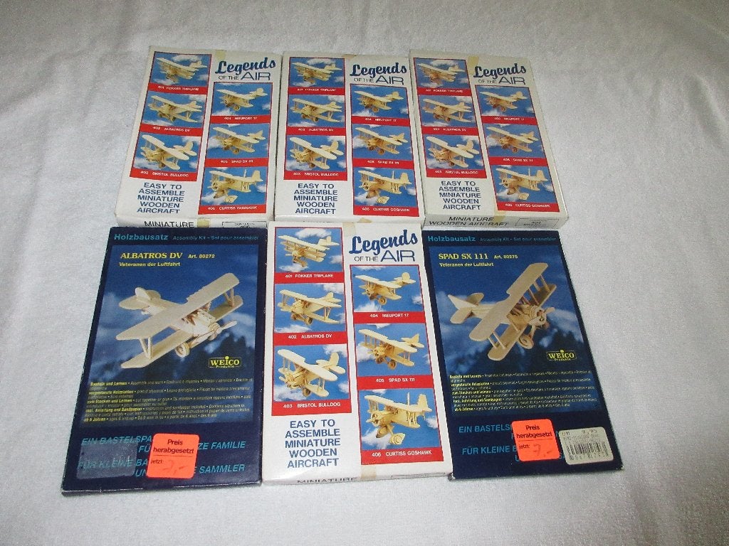 6 Bouwdozen vliegtuigen ongebouwd en compleet., Overige merken, 1:72 tot 1:144, Ophalen of Verzenden, Zo goed als nieuw