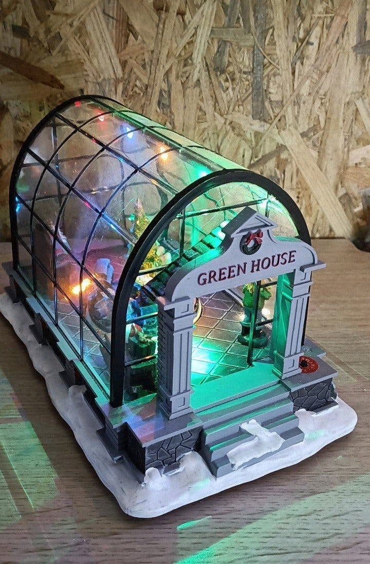 Kersttafereel "Greenhouse met kerstman", Ophalen, Gebruikt