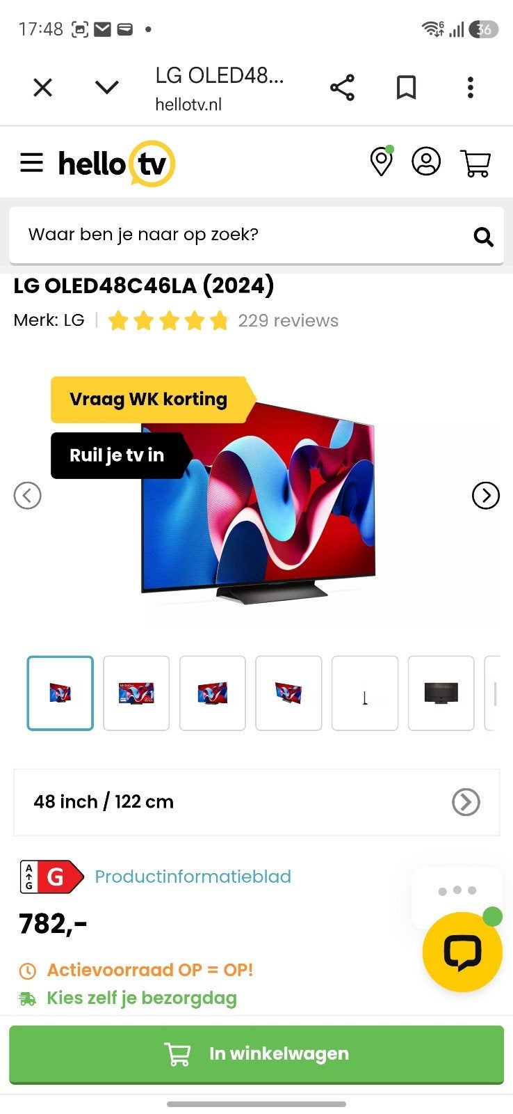 LG OLED48C46LA (2024) 48 inch OLED TV, 120 Hz, Ophalen of Verzenden, Zo goed als nieuw, 100 cm of meer