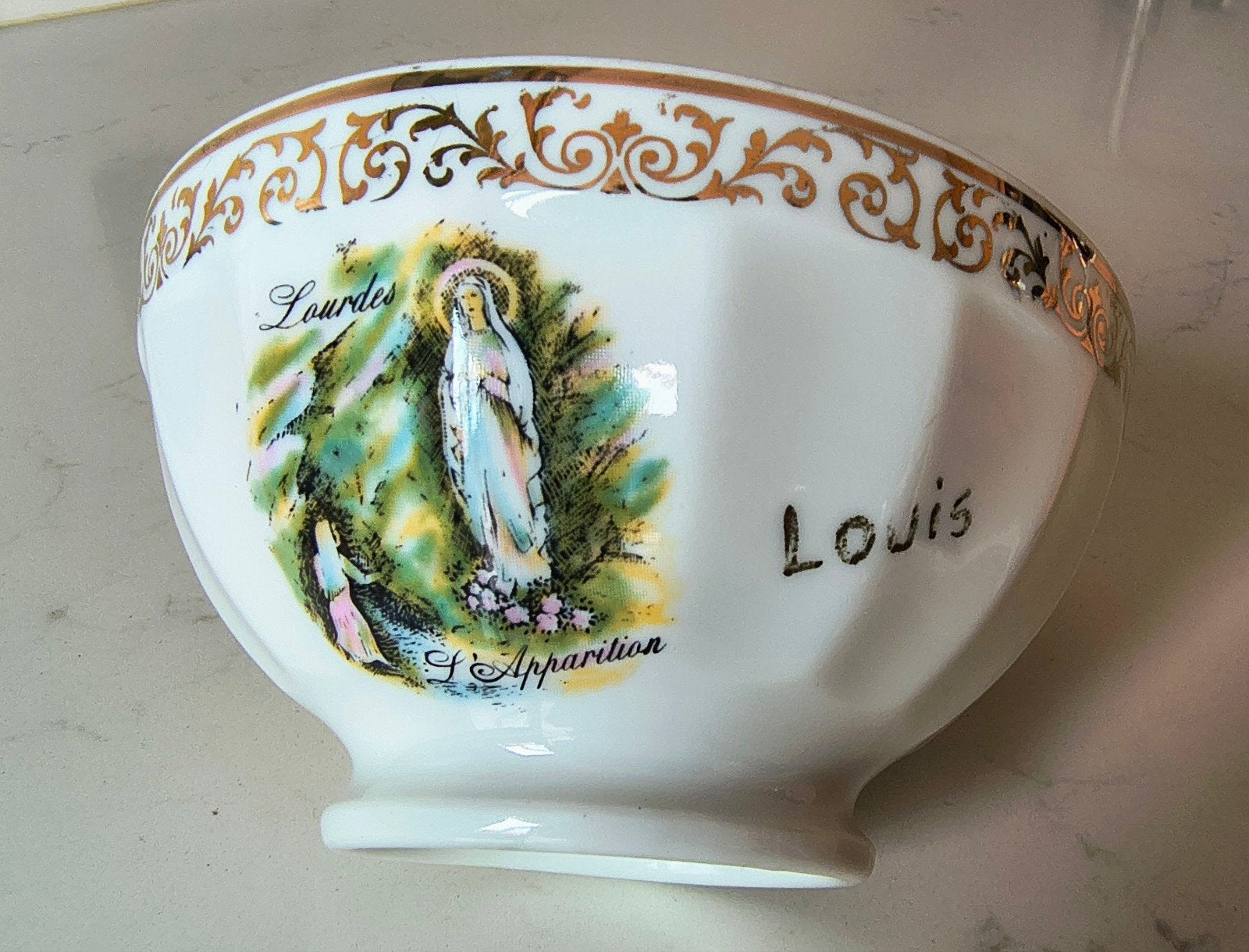Vintage Lourdes Porseleinen Kom - Sofafils Limoges, Antiek en Kunst, Ophalen of Verzenden
