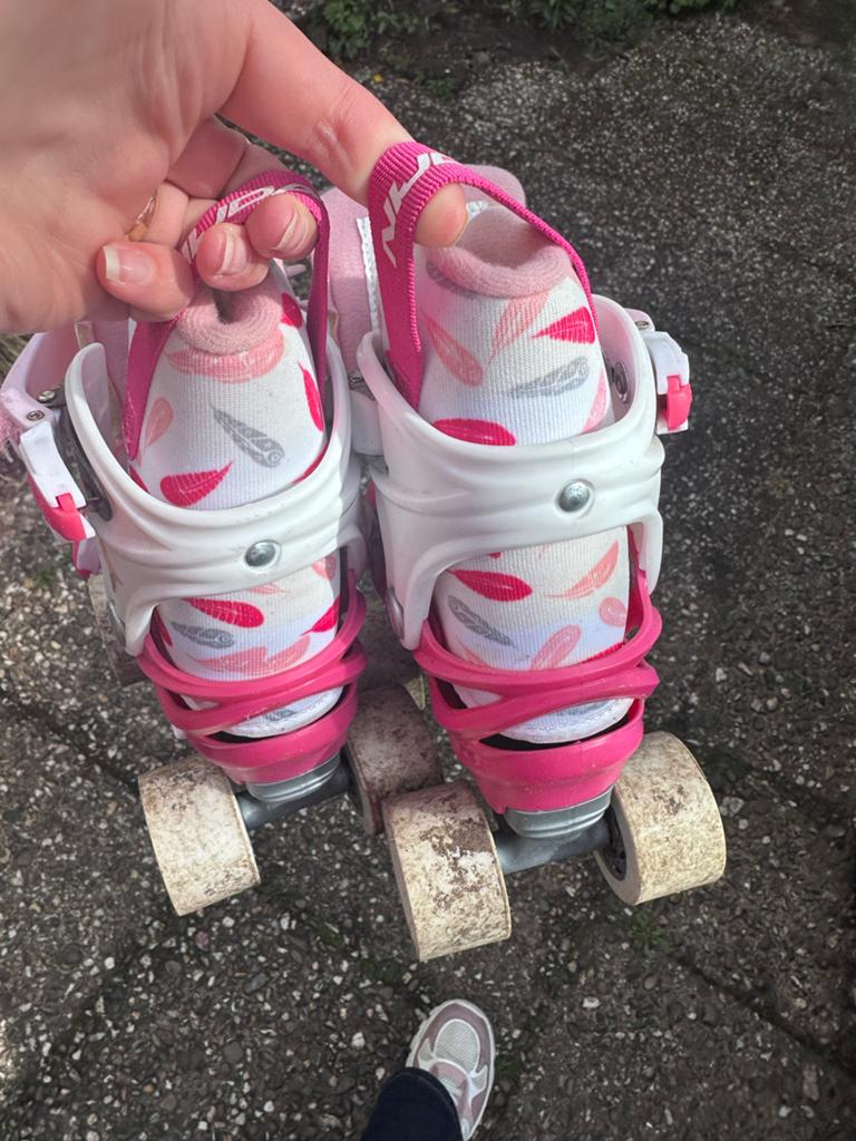 Roze verstelbare rolschaatsen voor kinderen (maat 25-28), Ophalen, Verstelbaar, Gebruikt, Kinderen