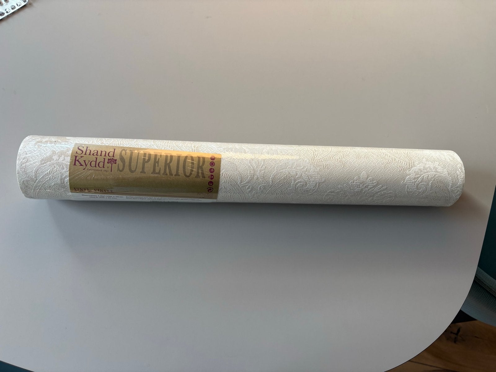 8 Nieuwe Rollen Shand Kydd Superior Vinyl Behang - Wit/Crème, Huis en Inrichting, Ophalen, Ornamentaal, Overige merken, Wit
