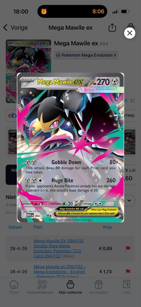 Mega Mawile EX 094 Pokemon Kaart, Ophalen of Verzenden, Nieuw, Losse kaart