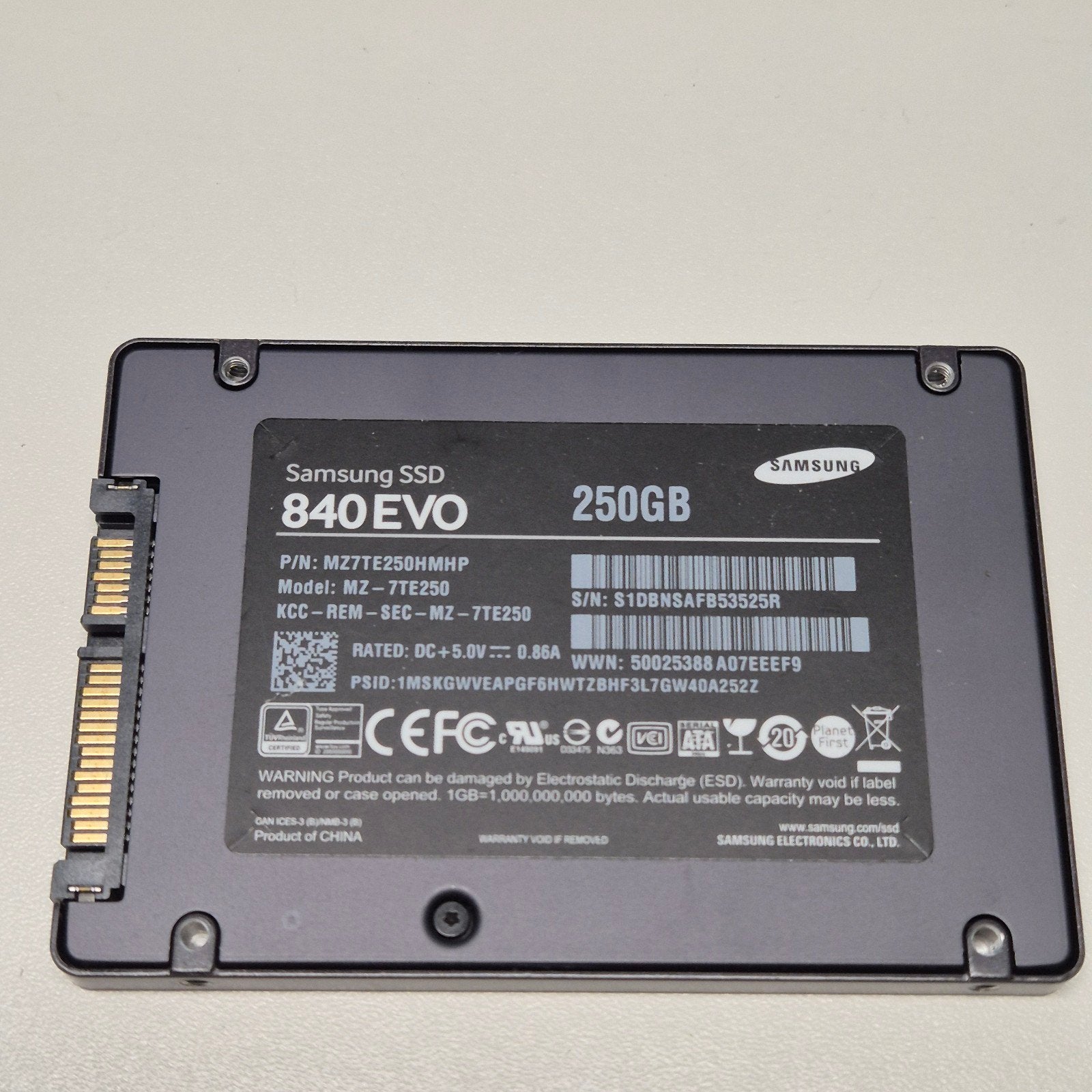 Samsung 840 EVO 250GB SSD 2,5" Sata, Computers en Software, Harde schijven, Intern, Gebruikt, Verzenden, Samsung