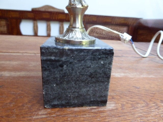Vintage lampje, cherubijn met marmer, Ophalen of Verzenden