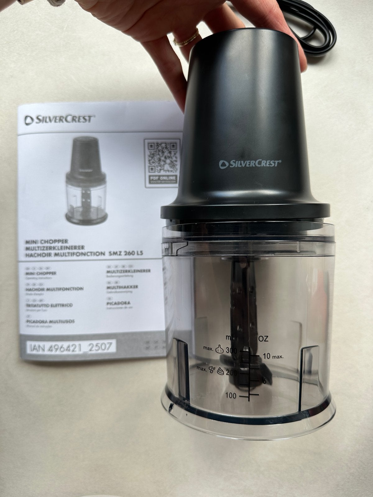 Silvercrest mini chopper SMZ 260 L5 - Zo goed als nieuw, Minder dan 1 liter, Ophalen of Verzenden, Zo goed als nieuw, 1 snelheid