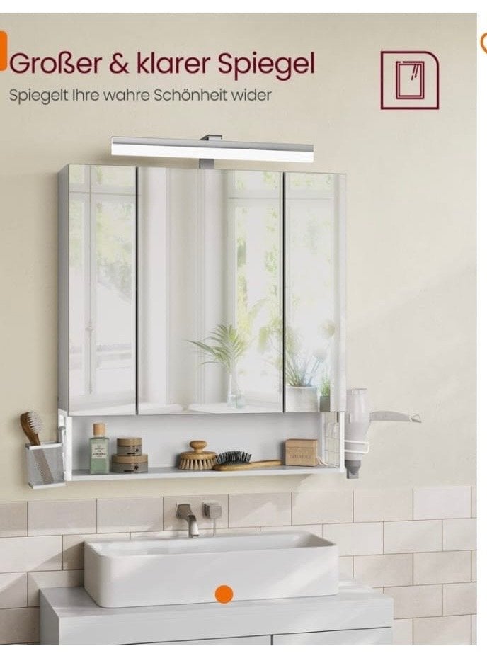 VASAGLE Badkamermeubel met verlichting, Spiegelkast, Nieuw, Vasagle, 25 tot 50 cm