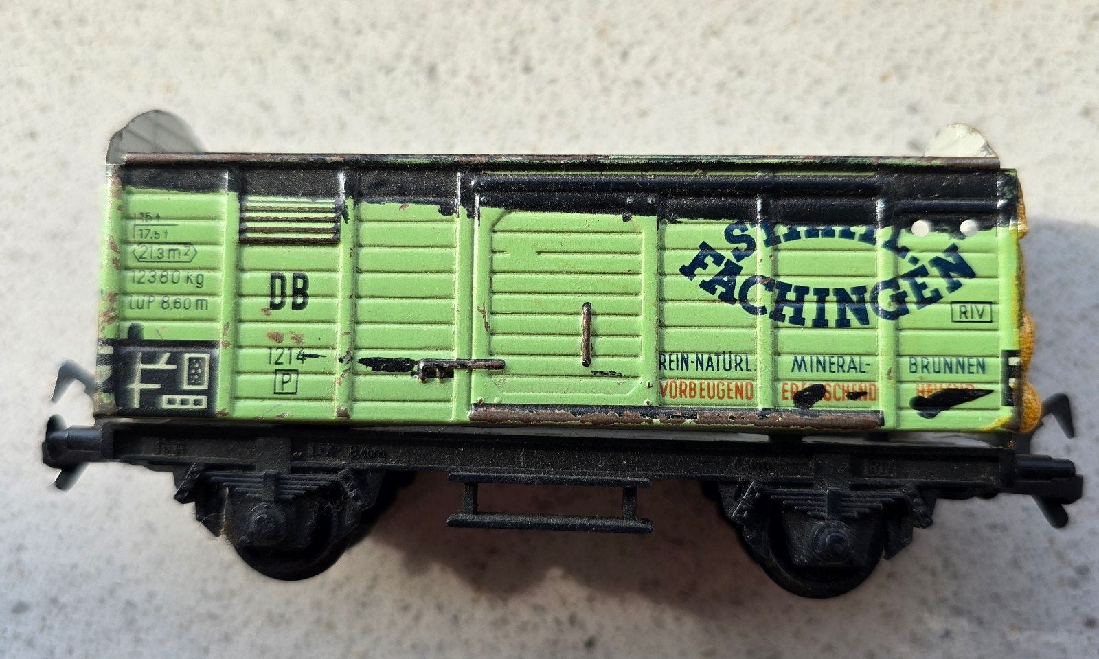 Fleischmann H0 goederenwagon DB 1214, groen, gebruikt, Wisselstroom, Gebruikt, Wagon, Ophalen of Verzenden