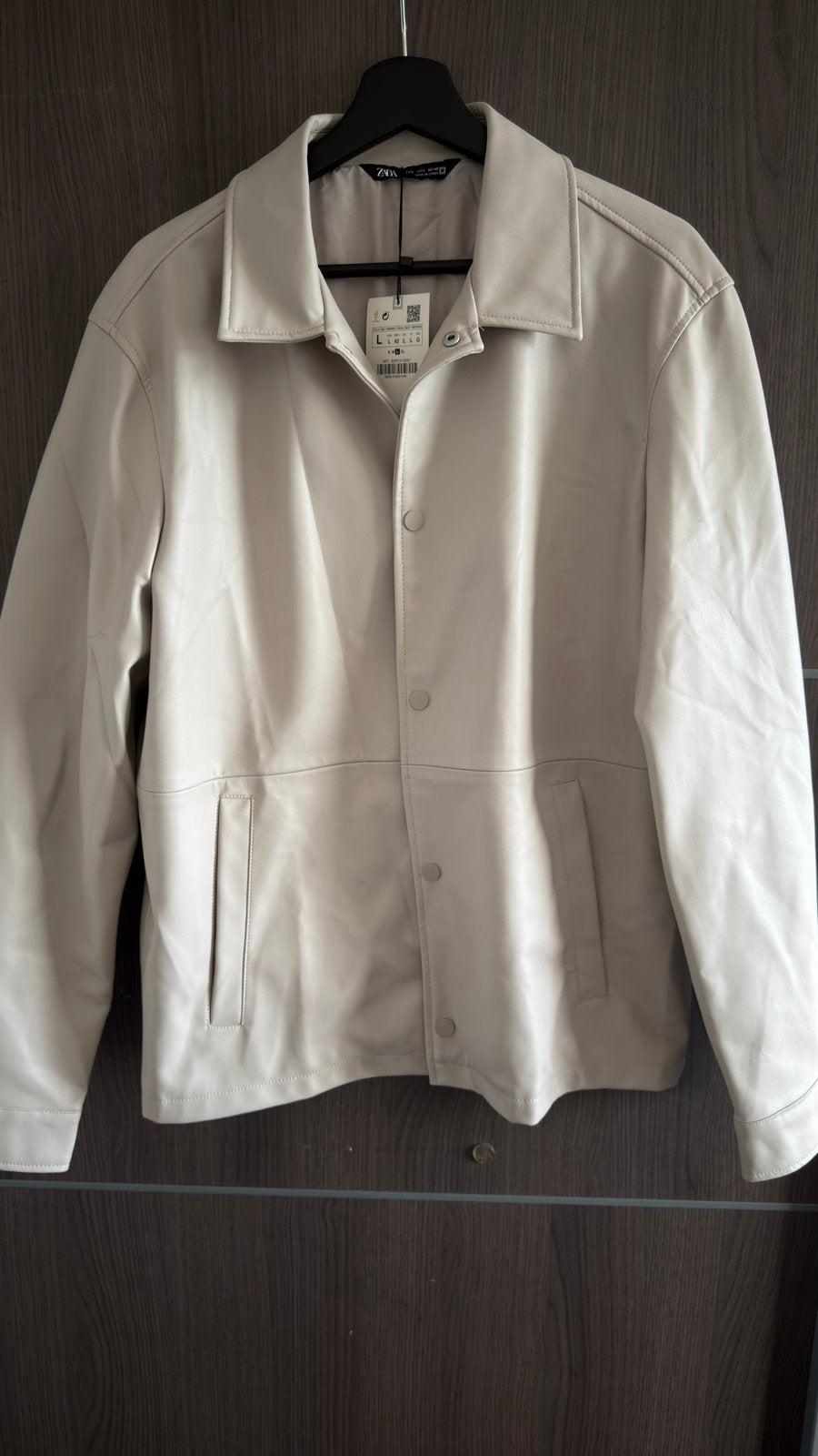 Nieuwe Zara Faux Leren Jas - Maat L, Ophalen of Verzenden, Nieuw, Maat 52/54 (L), Beige