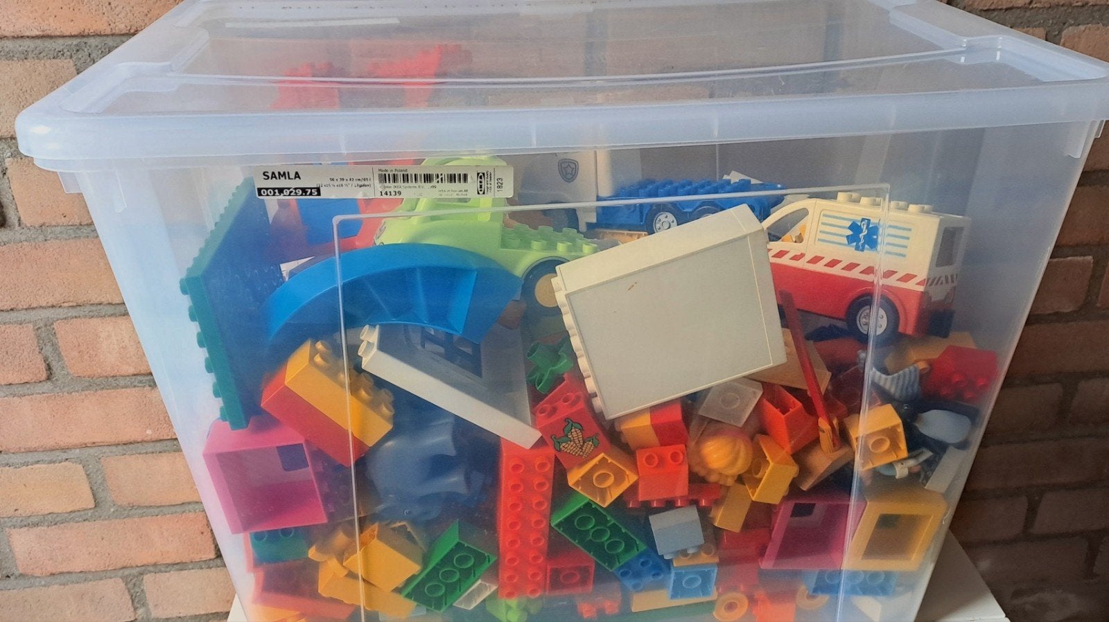 grote bak DUPLO met diverse onderdelen, Kinderen en Baby's, Ophalen, Gebruikt, Duplo