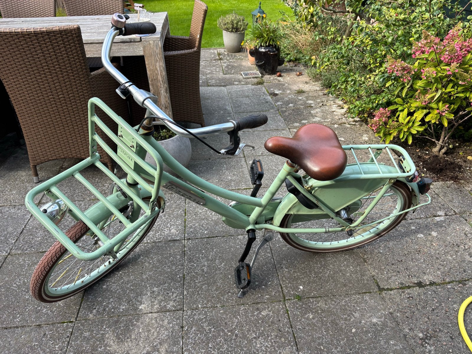 Popal meidenfiets - Lichtgroen, Fietsen en Brommers, Ophalen, Terugtraprem, 22 inch, Gebruikt