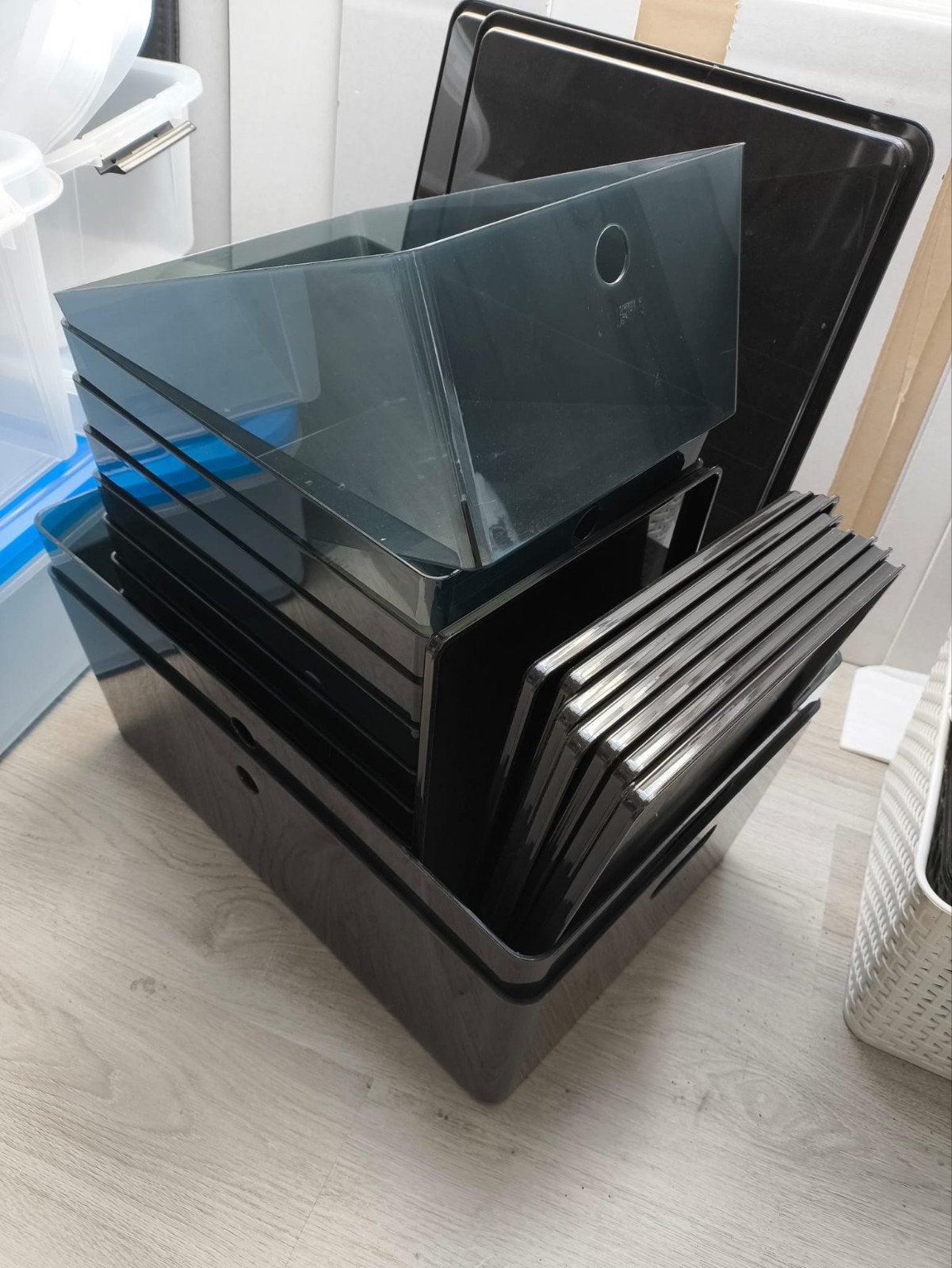 IKEA Kuggis bakken met deksel - 2x groot, 8x klein, zwart, Huis en Inrichting, Ophalen of Verzenden, Gebruikt