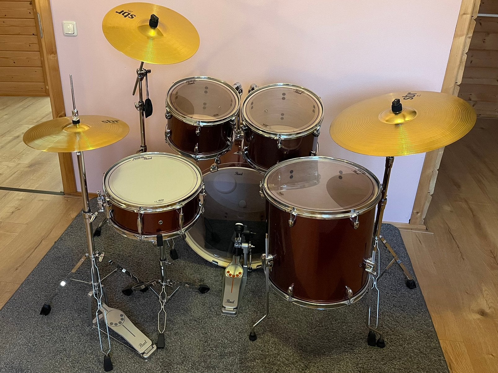 Pearl Export Black Cherry Glitter 5-delig drumstel, Ophalen, Zo goed als nieuw, Pearl
