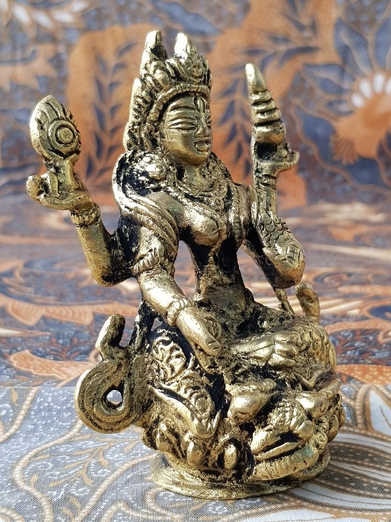 Mooi zwaar oud brons tempelbeeldje uit India 9,8 cm., Ophalen of Verzenden