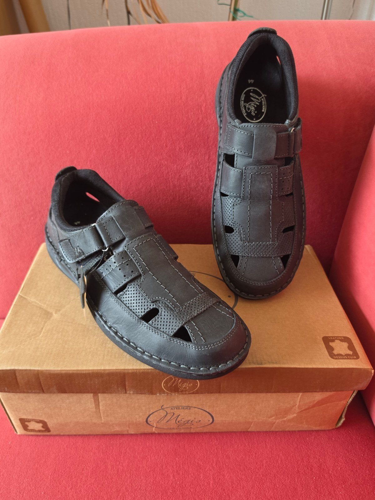 Megis leren sandalen, nieuw en ongedragen, Sandalen, Verzenden, Zwart, Nieuw