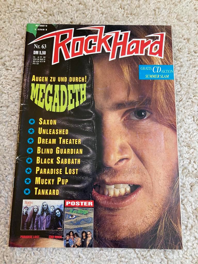 ROCK HARD Magazine 1992 MEGADETH Dream Theater SAXON Tankard, Ophalen of Verzenden, Muziek, Film of Tv