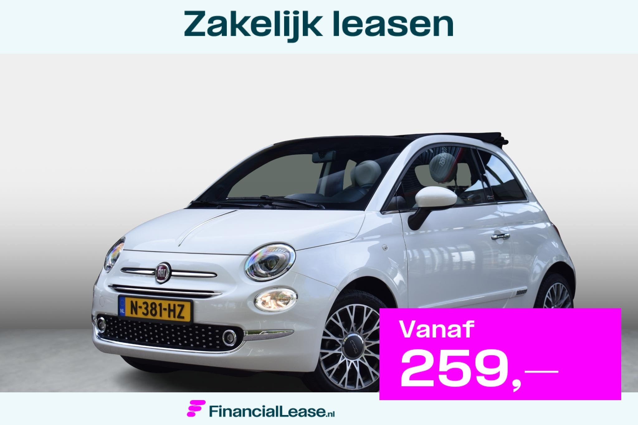Fiat 500 1.2 Star Automaat |GR NAVI|LEDER|LMV|PDC|CARPLAY|, 4 cilinders, 4 stoelen, Wit, Bedrijf