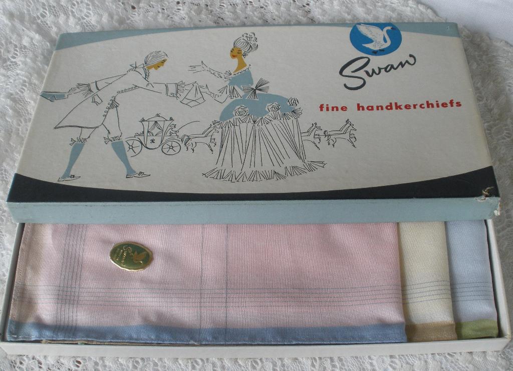 Vintage doosje Swan Dames zakdoekjes / nr.2, Ophalen of Verzenden