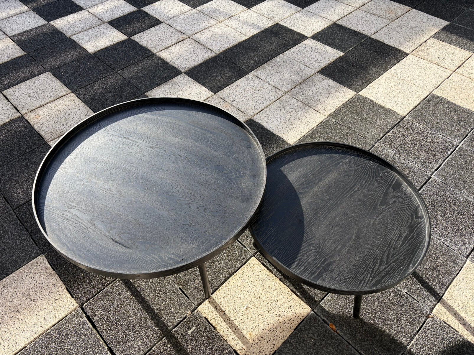 WOOOD Mesa bijzettafels XL & L – zwart – set van 2, Ophalen, Zo goed als nieuw, Rond, 50 tot 100 cm