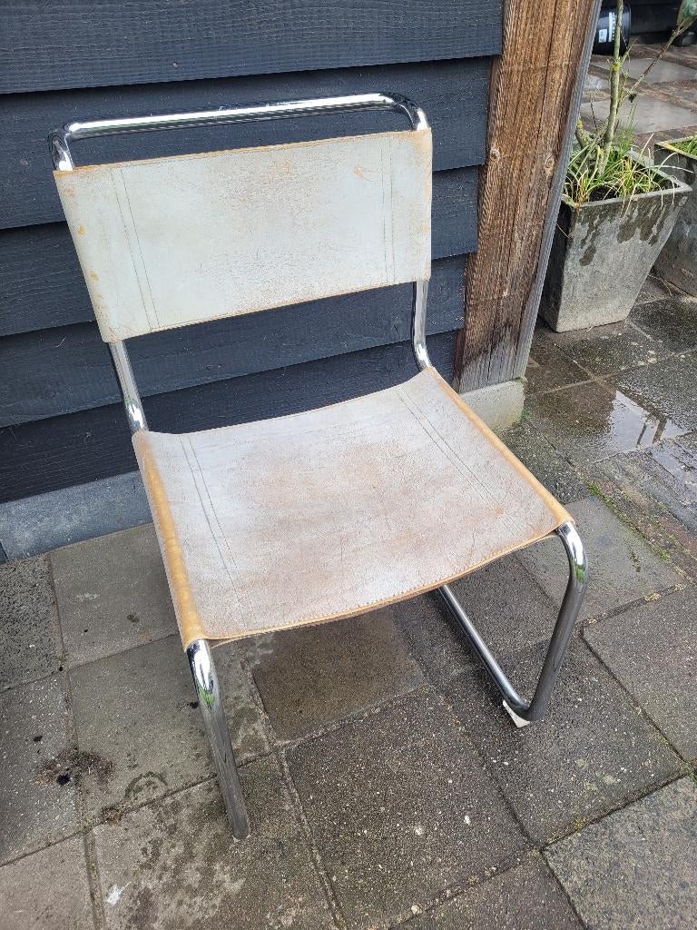 Marcel Breuer B33 Sledestoelen – Vintage Designklassieker, Ophalen, Gebruikt, Wit, Leer