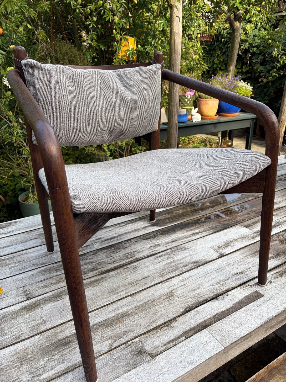 Stijlvolle houten stoel met visgraatbekleding Dutch Bone, Ophalen