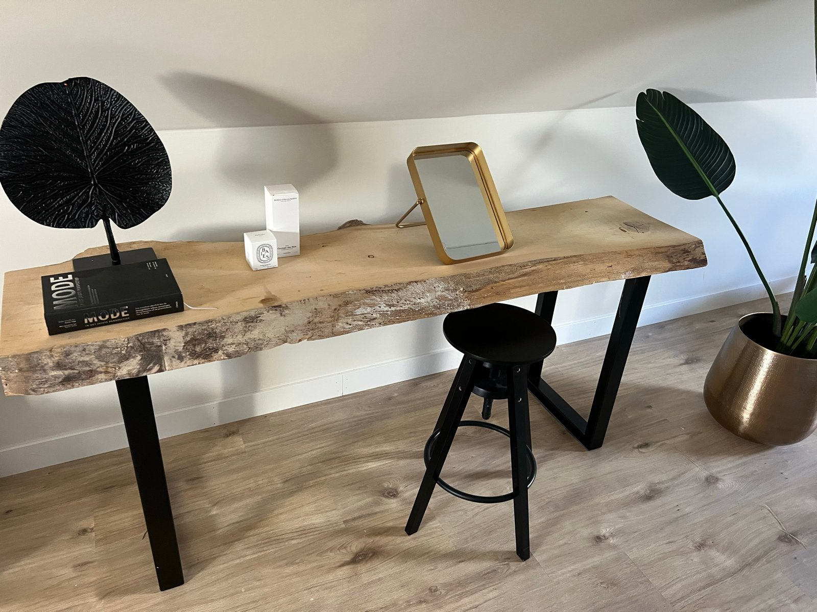 Zwarte barkruk (tafel ook te koop), Draaibaar, Gebruikt, 60 tot 90 cm, Ophalen of Verzenden