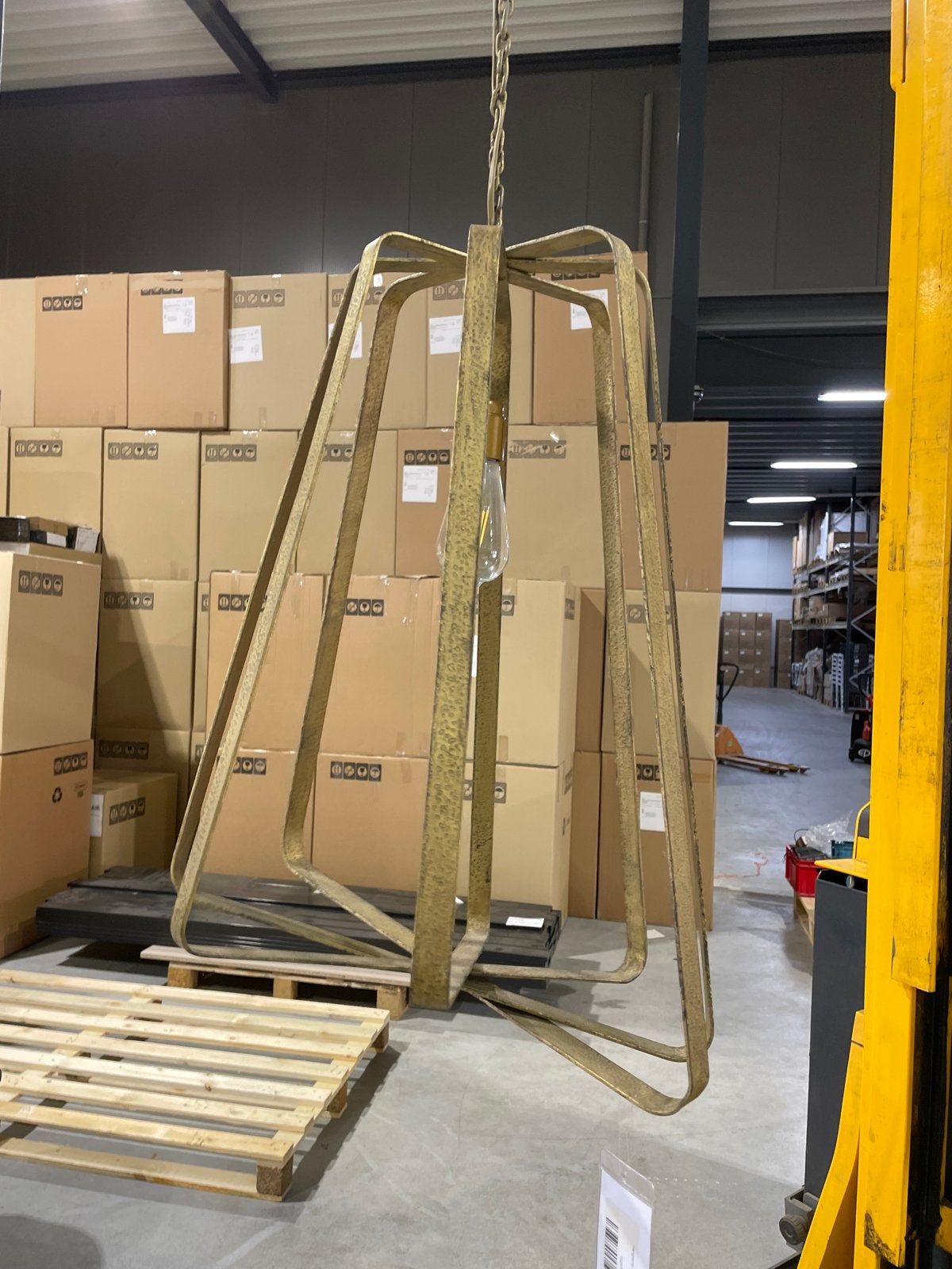 Grote Hanglamp Roanne Brass - 66 cm hoog, Ø 47 cm, Ophalen, Zo goed als nieuw, Metaal, E27 (groot)