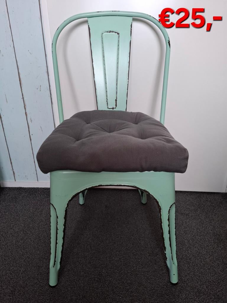 Vintage metalen stoel mint groen, Huis en Inrichting, Stoelen, Ophalen, Gebruikt, Overige kleuren, Eén