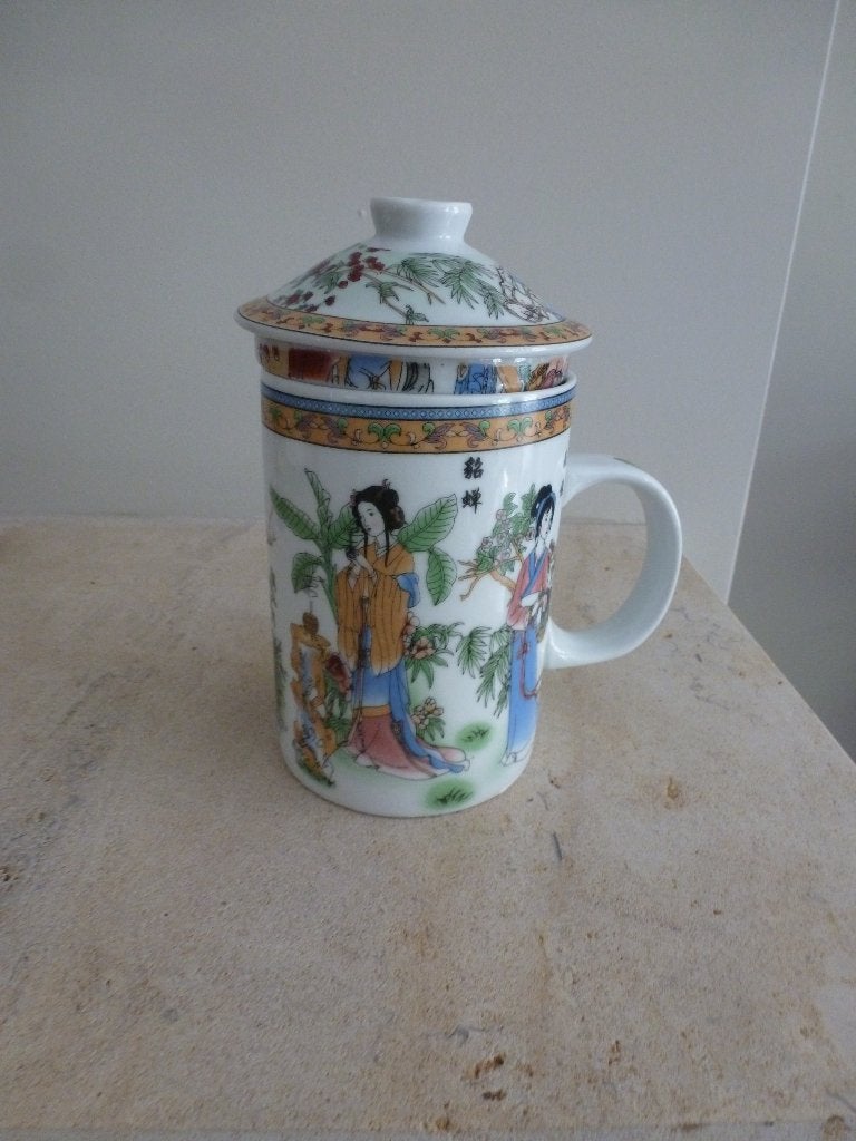 Thee mok/beker met filter en deksel, Ophalen of Verzenden