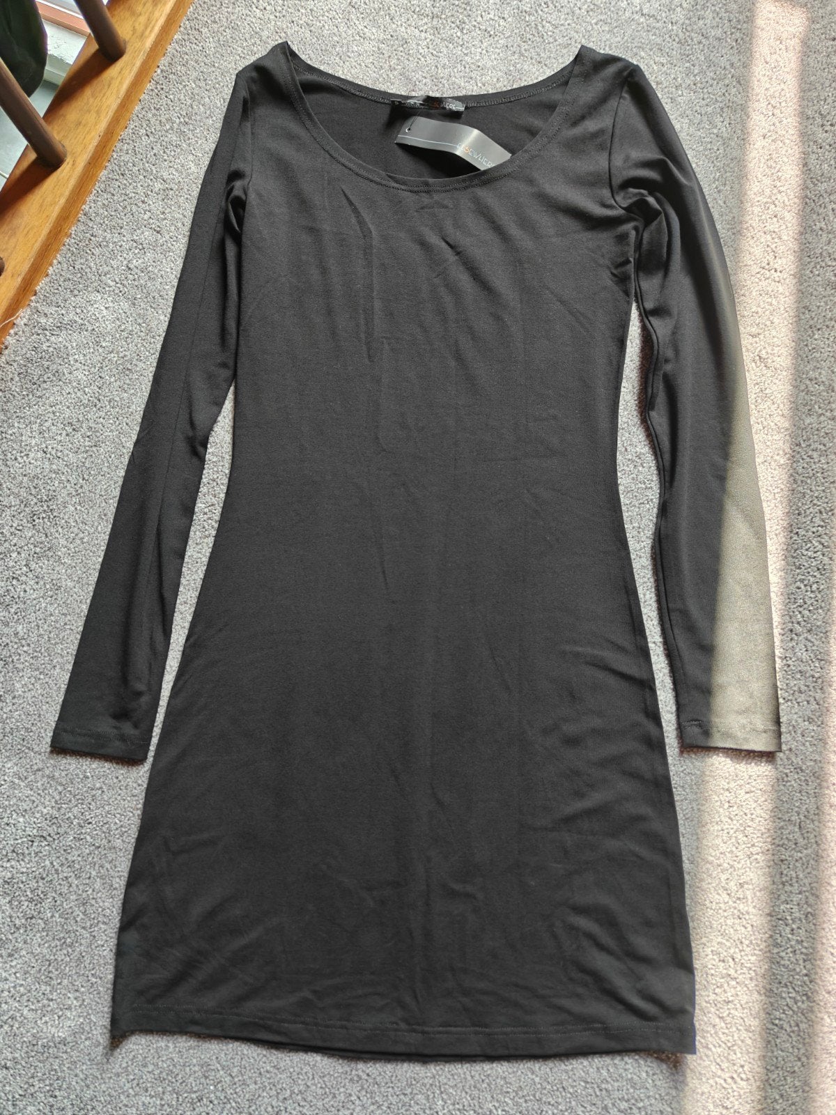 Zwarte basis jurk met lange mouw, Elsewhere, maat S, Verzenden, Nieuw, Maat 36 (S), Zwart