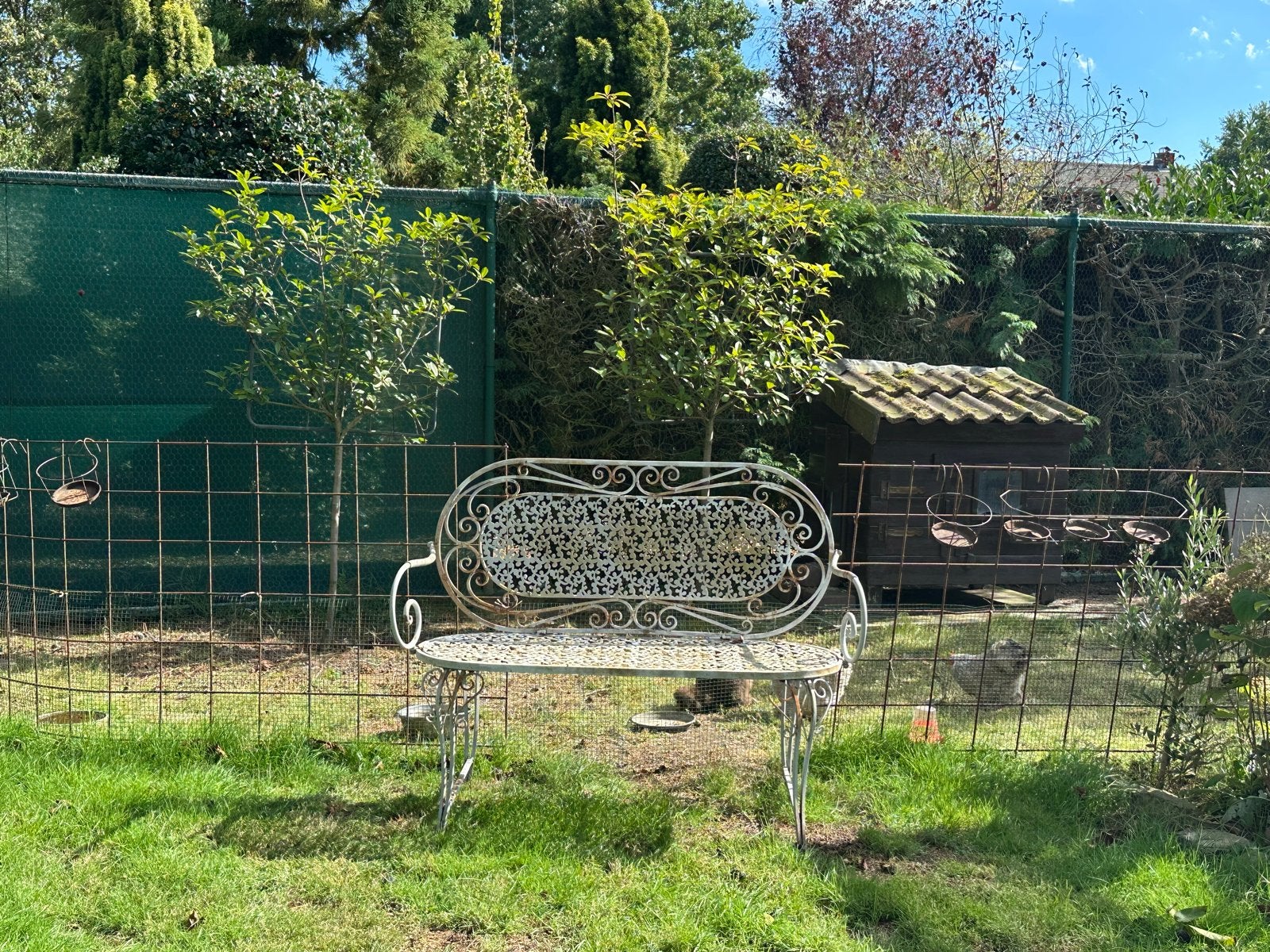 Vintage metalen tuinbank en stoelen set, Ophalen, Gebruikt, Metaal