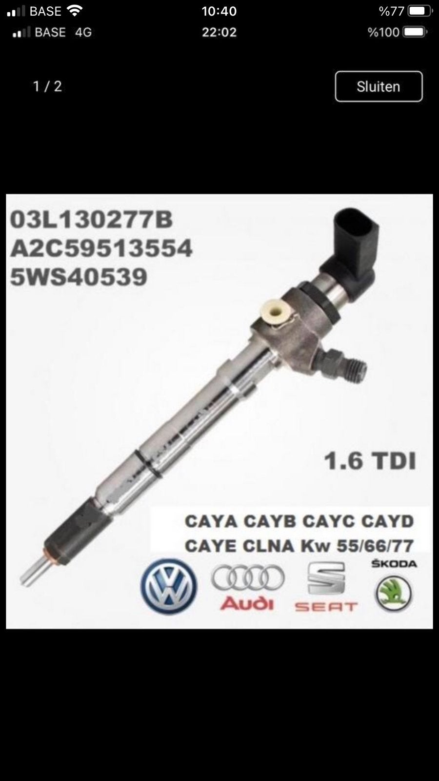 Vw Verstuiver 03L130277b / Euro5 / Audi / Seat / Volkswagen, Ophalen of Verzenden, Seat