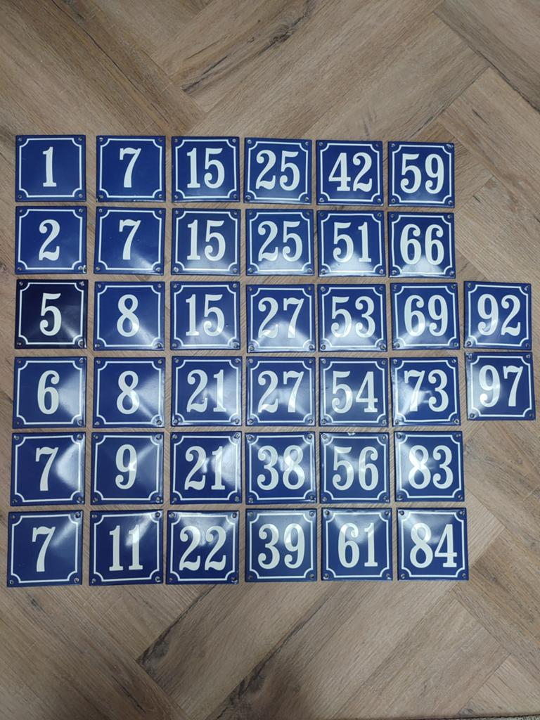 Emaille huisnummers bol (1-97), Antiek en Kunst, Antiek | Emaille, Ophalen of Verzenden