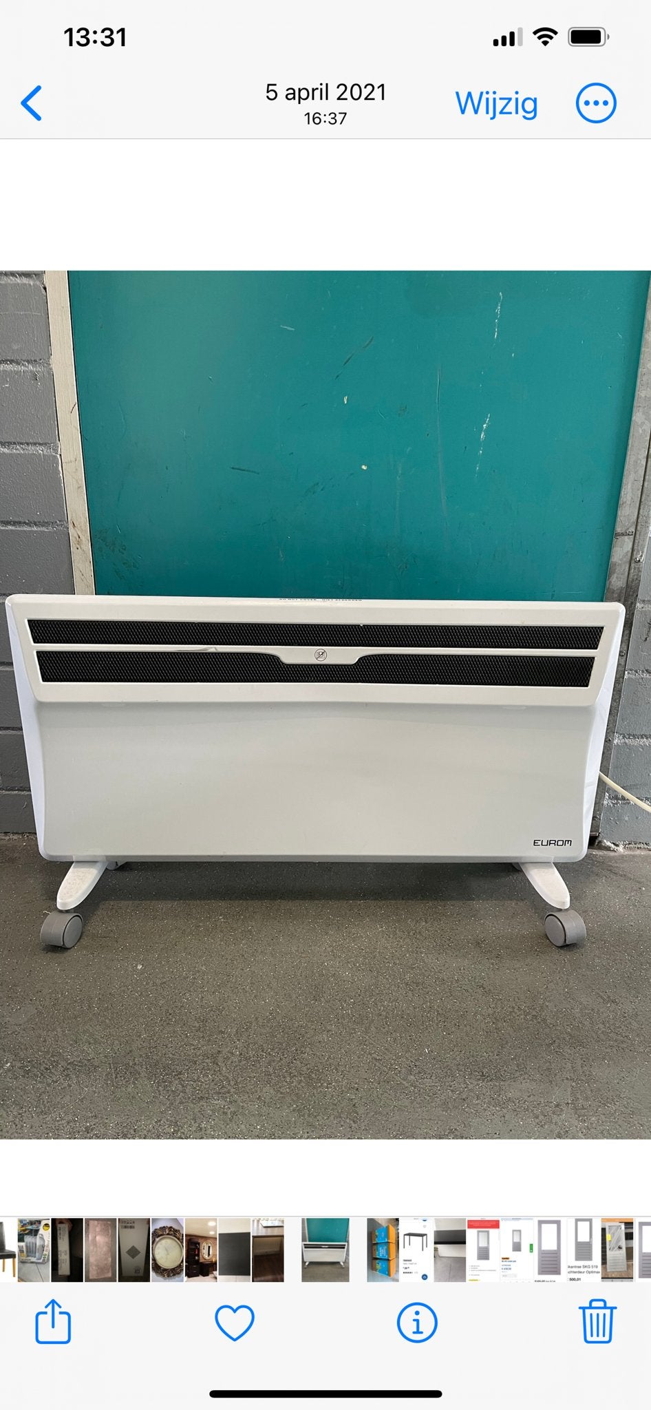Eurom Convector kachel - Elektrische verwarming 2 stuk, 30 tot 80 cm, Kachel, Ophalen of Verzenden, Zo goed als nieuw