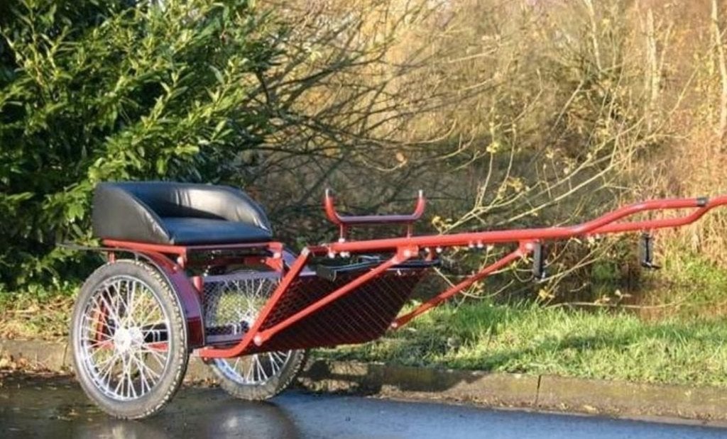 Prachtige donkerrode Sulky Pirouette voor (mini-)Shetlanders, Dieren en Toebehoren, Zo goed als nieuw, Sulky, Pony