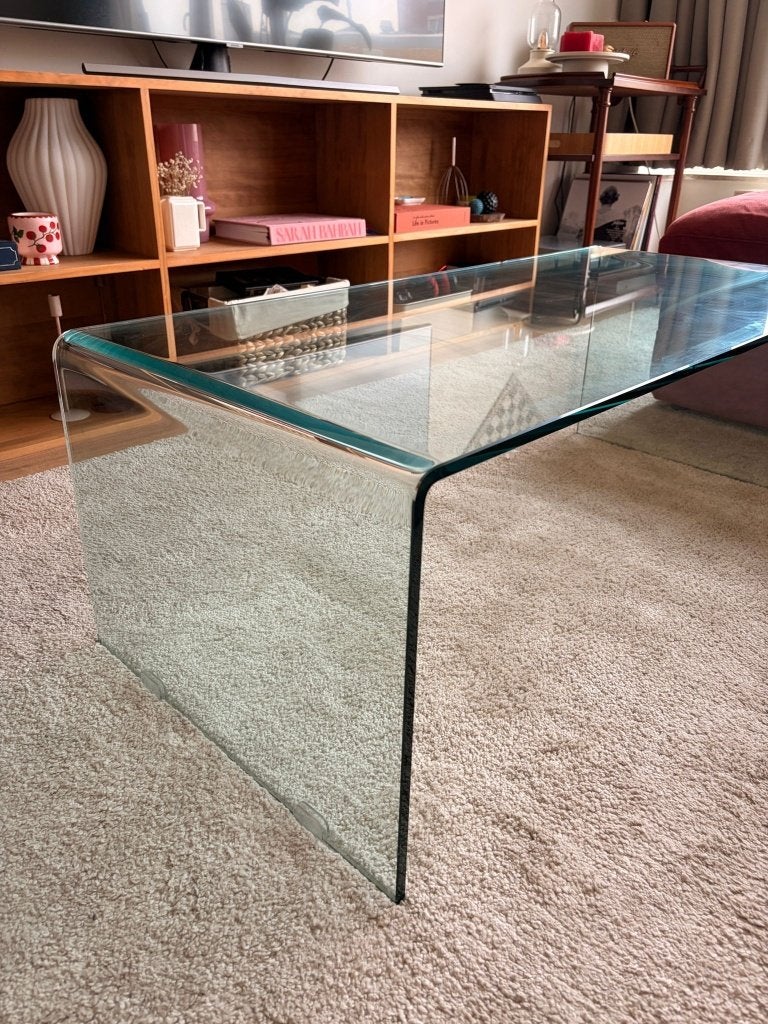 Transparant glass coffee table 110x54x40cm, Huis en Inrichting, Tafels | Salontafels, Ophalen, Gebruikt, 100 tot 150 cm, 50 tot 100 cm