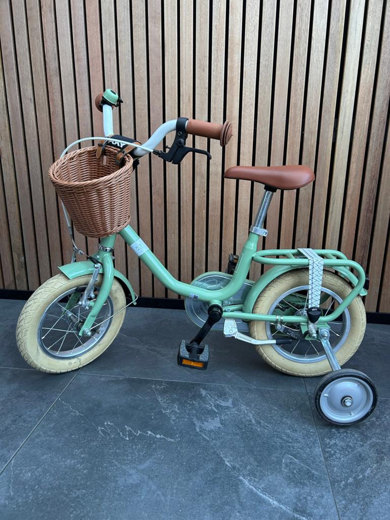 Puky kinderfiets 12 inch,  zijwieltjes, mandje en duwstang, Ophalen, Terugtraprem, Zijwieltjes, Minder dan 16 inch