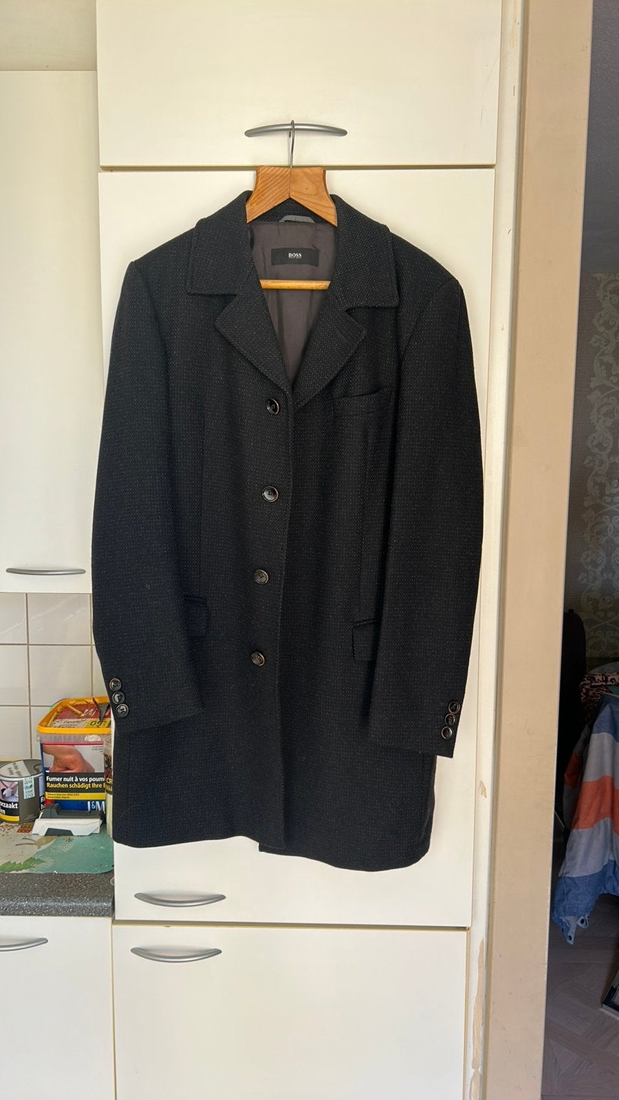 Matel heren Boss / lange herenjas maat 52, Kleding | Heren, Kostuums en Colberts, Ophalen of Verzenden, Zo goed als nieuw, Maat 52/54 (L)