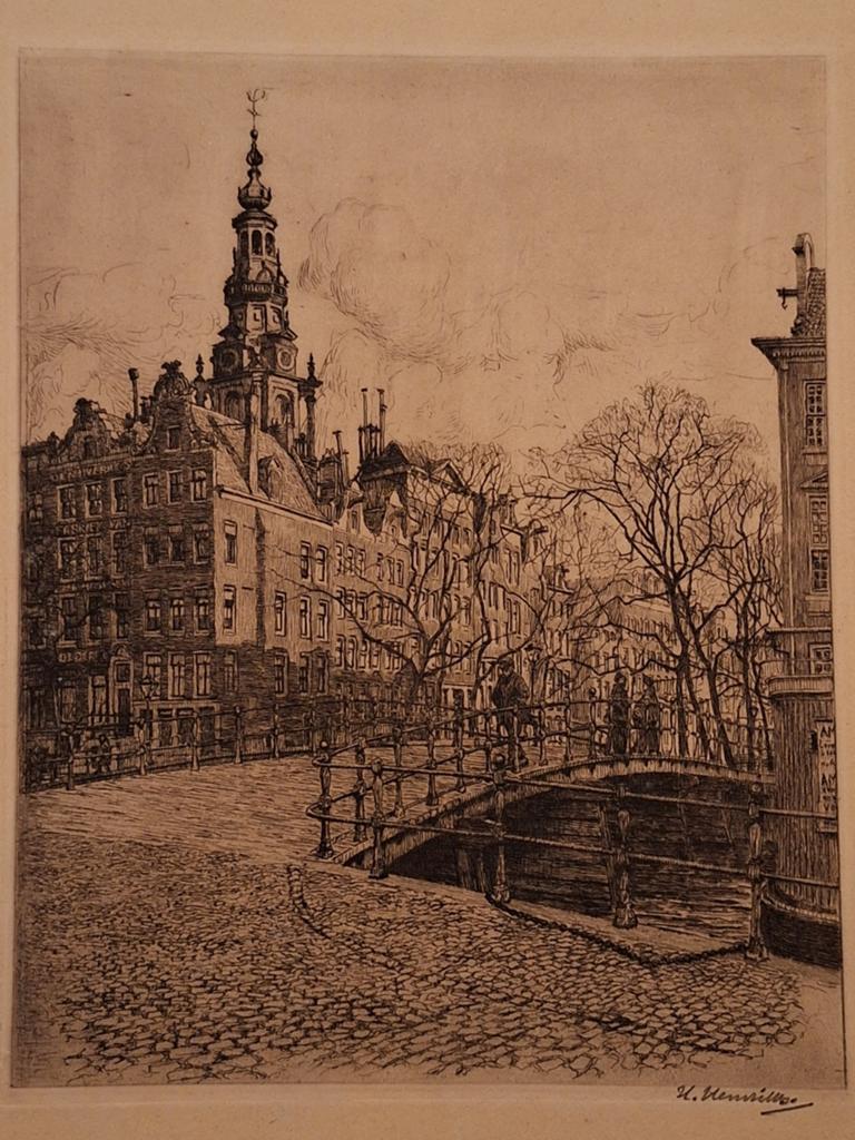 Stadsgezicht amsterdam H. Hendriks, Ophalen of Verzenden