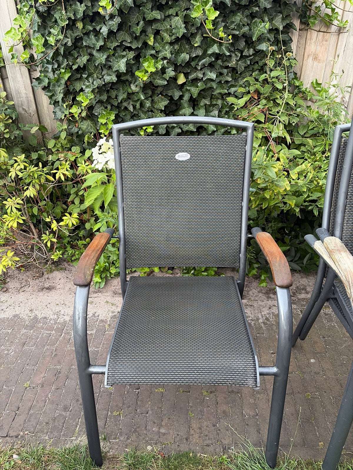 Hartman Tuinstoelen met metalen frame en textileen zitting, Tuin en Terras, Ophalen, Gebruikt, Metaal, Stapelbaar