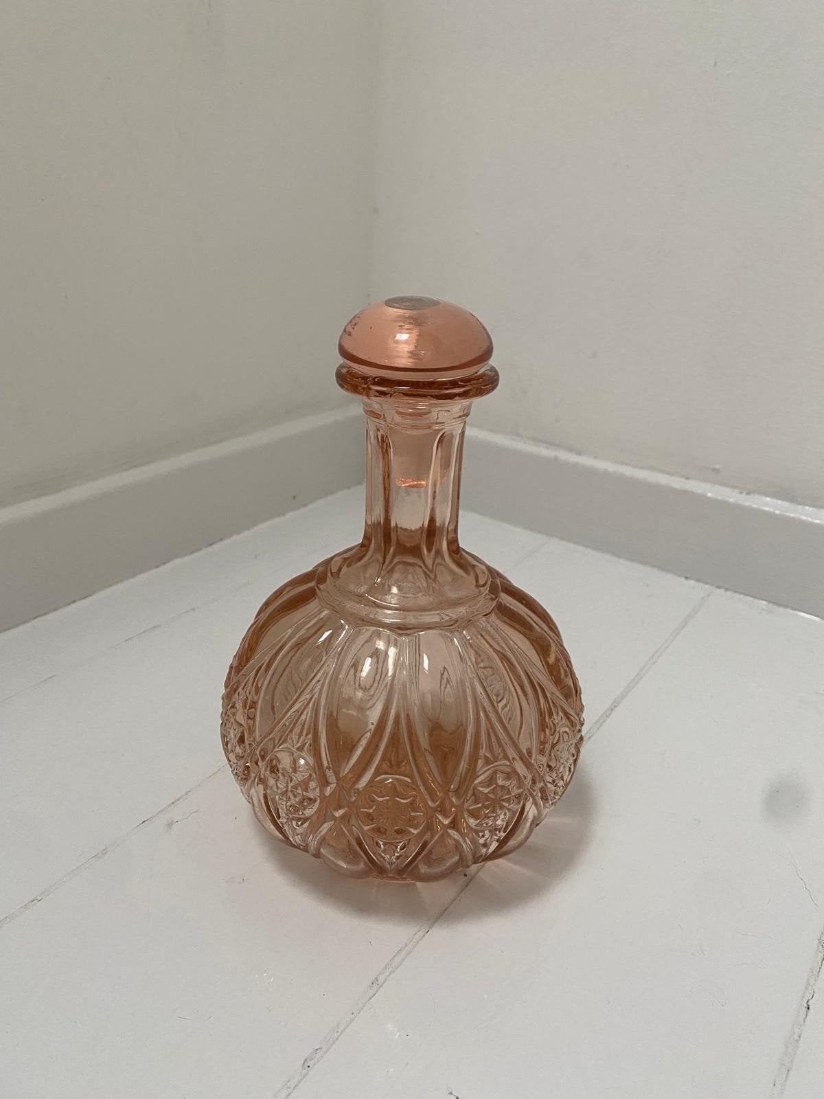 Vintage Roze Glazen Karaf met Dop - Decoratief, Ophalen of Verzenden