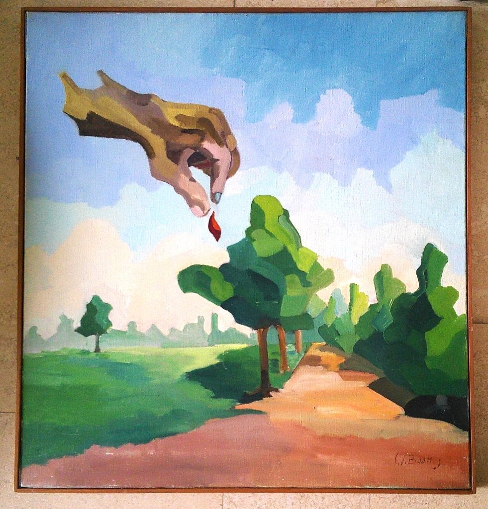De hand van ........ ca. 1980 - ges. F. d. Boom, Antiek en Kunst, Doek, Impressionistisch, Ophalen of Verzenden, Landschap