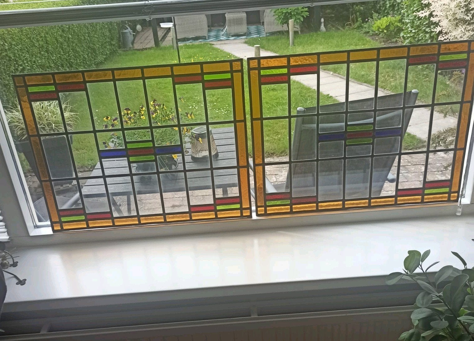 4 prachtige glas in lood ramen.(p.s te koop)(prijs p.s), Ophalen