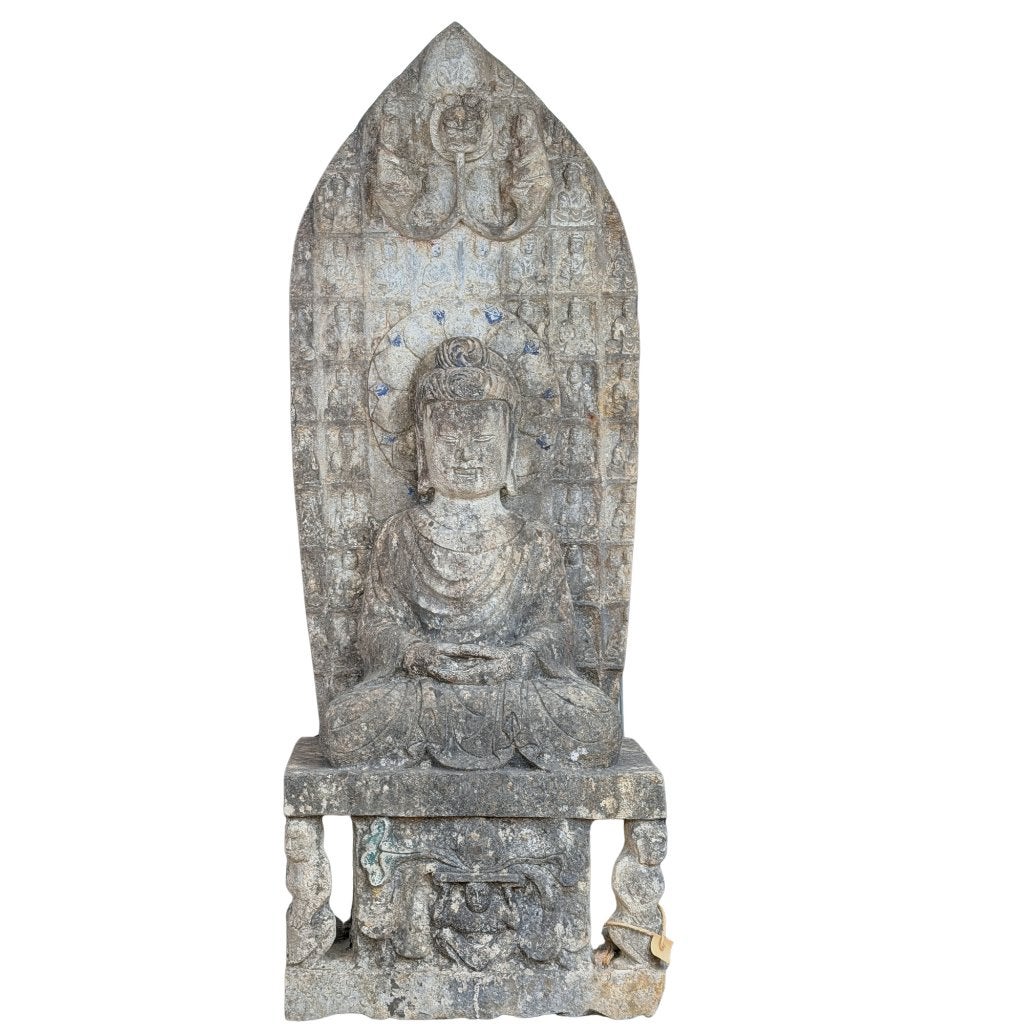 Grote Himalaya kalkstenen Boeddha-stele - 122 cm