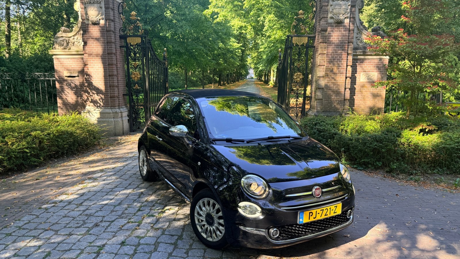 Fiat 500c (cabriolet) 1.2 Zwart (Clima Control (airco)), Auto's, Voorwielaandrijving, Stof, 4 cilinders, Cabriolet
