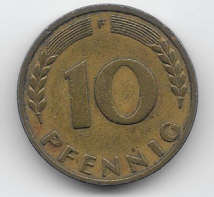 Duitsland 10 pfennig 1950 (F) KM# 108, Verzenden, Duitsland, Losse munt