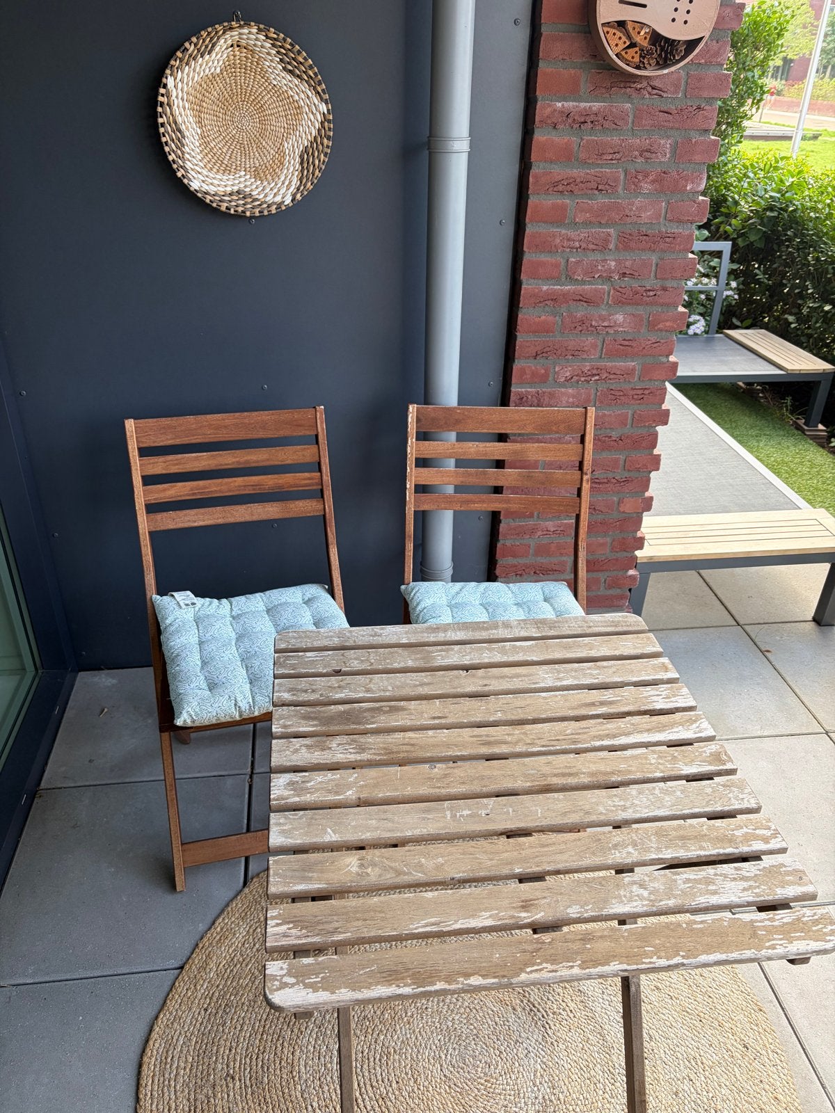 Tuinset IKEA ASKHOLMEN Tafel met 2 ÄPPLARÖ tuinstoelen, Ophalen, Gebruikt, Rechthoekig, Hout