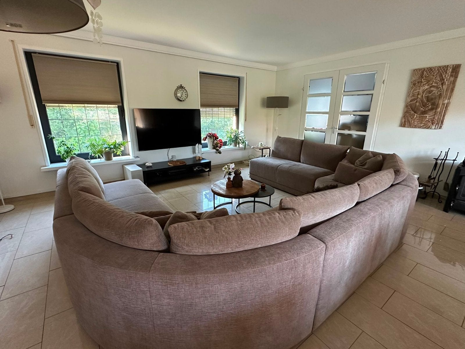 Grote comfortabele hoekbank, zo goed als nieuw, Ophalen, Modern en comfortabel, 100 tot 125 cm, Hoekbank