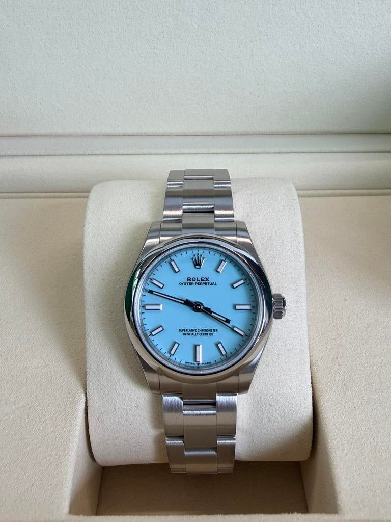 Rolex Oyster Perpetual 31mm “Tiffany” 277200 Nieuw STICKERS, Sieraden, Tassen en Uiterlijk, Horloges | Dames, Ophalen, Staal, Polshorloge